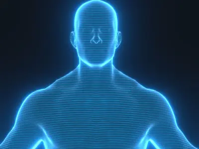 Human Hologram Male and Female 3D Model Low-poly 3D model