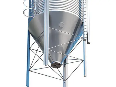 Metal feed bin Low-poly 3D model