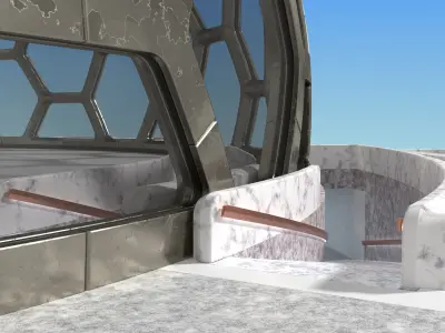 big hexagon dome with two underground entrances 3D model