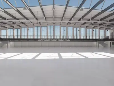 Industrial Hangar Hall Interior 5 Low-poly 3D model