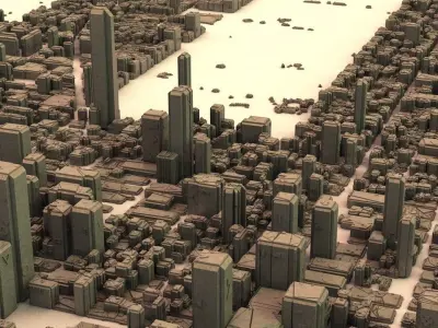 Sci-Fi Manhattan Buildings 3D model