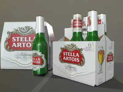 Beer Stella Low-poly 3D model