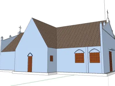 Architecture-Religion-God-Culture-Temple-073 church with roof 3D model