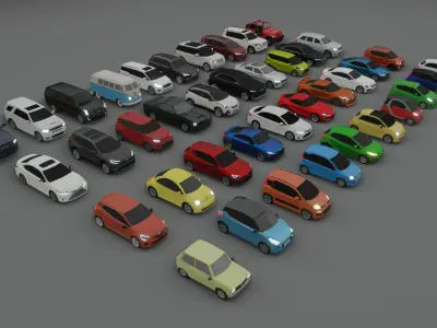  collection of 40 low poly cars 