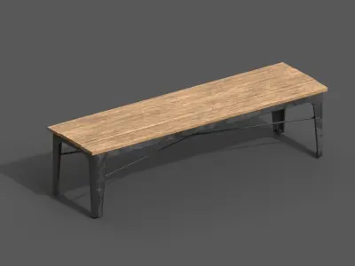 Old Street Bench Low-poly 3D model