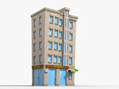 Cartoon Building x25 Low-poly 3D model