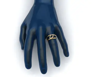 AR-LRZ-0015 gold diamond ring 3D print model