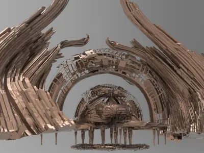 Sci fi Cliff race track rocks 3D model