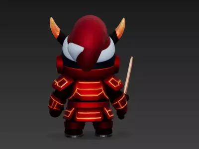 Cyber Samurai Santa Claus Futuristic Warrior 3D Character Model 3D model
