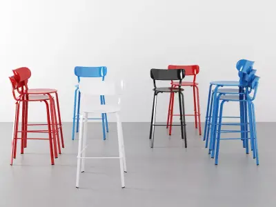 Stil series of bar stools 3D model