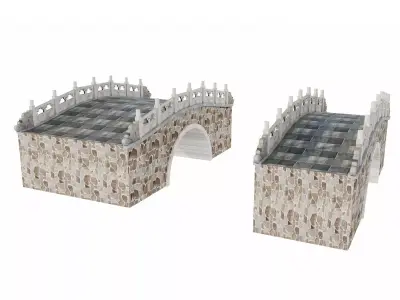 Japan Stone Arch Bridge Pack 3D model