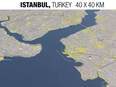 Istanbul 40 x 40 km 3D City 3D Map 3D model