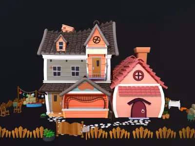 Asset - Cartoons - Background - House 3D model