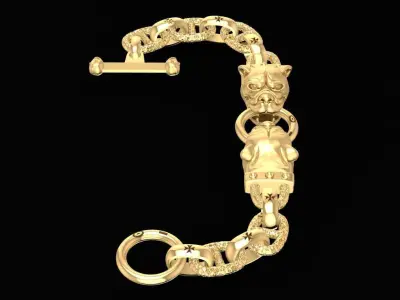 Men Pitbull Head Chain Bracelet 3D Model 1543 3D print model