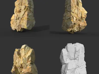 High poly Yellow Modular Rock 230702 3D model