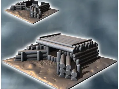 Modern semi-buried log bunker 9 - Modern WW2 WW1 World War Diaro 3D print model
