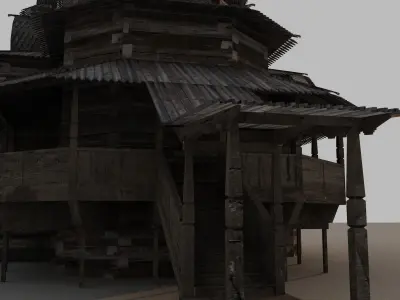 Russian wooden church in Suzdal town 3D model