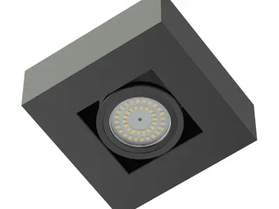 Black Rectangular Halogen Light 3D Model 3D model