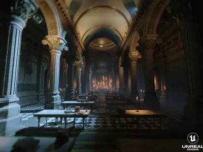 Dark Cathedral Low-poly 3D model