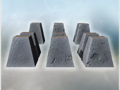 Set of 22 concrete dragon teeth for defensive fortifications hig 3D print model