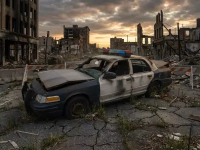 Destroyed Police Car Wreck - Post-Apocalyptic PBR Low-poly 3D model