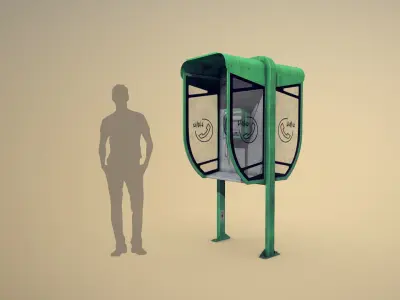 NoviSad PhoneBooth double Low-poly 3D model