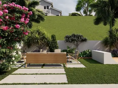 3D Exterior Scene 3D model design garden and landscape 3D model 3D model