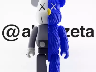 Kaws Companion BFF BearBrick Split Edition Textured 3D model