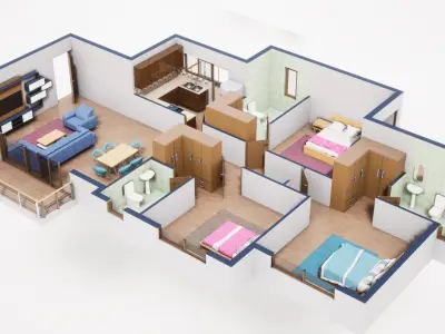 3D Floor Plan Model 52 3D model