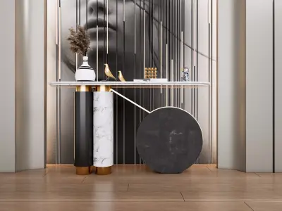 Sideboard with wall panel and flooring  2 3D model