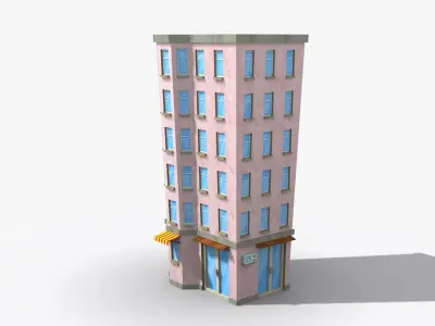 Cartoon Building x28 Low-poly 3D model