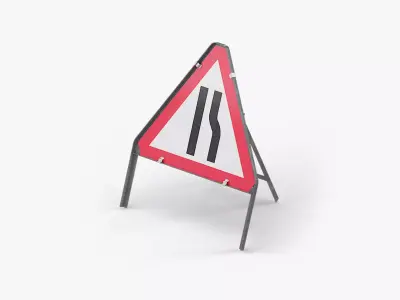 Road Narrows Right Triangular Road Sign Low-poly 3D model