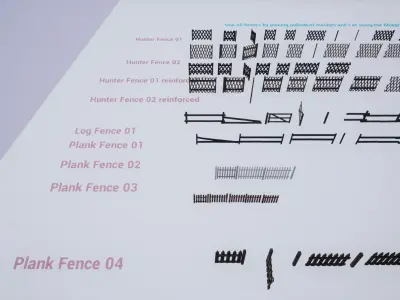 Fence Pack - Various Fence Types - Hunting - Picket - Log Fences Low-poly 3D model