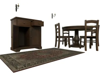 Old Furniture Pack Low-poly 3D model