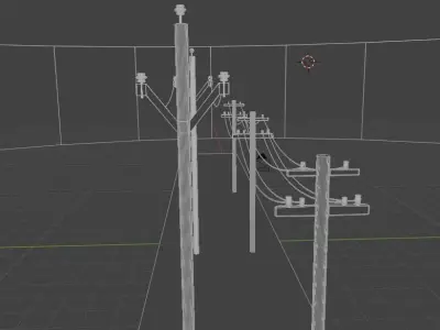 Electric Poles-Pack of 2-Game and Animation Ready with Materials Low-poly 3D model