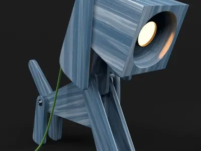 Two Puppy shaped Wooden Table Lamp 3D model