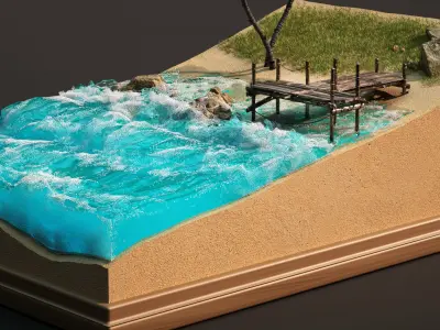 Beach Ocean Animated 3D model