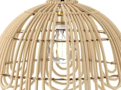 Rattan pendant light flower shape 3D model