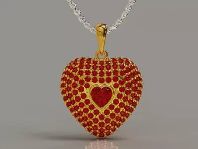 Elegant Pave-Set Heart necklace - Premium Jewelry Design 3D print model