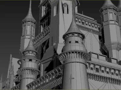 castle 3d floating in water 3D model