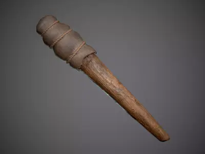 Wooden Torch Low-poly 3D model