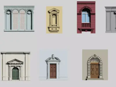 European-style windows 3D model