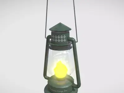 Old Low Poly Kerosene Lamp Low-poly 3D model