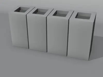 Street Trash Can Low-poly 3D model
