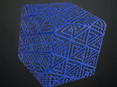 Blue Geometric Sci-Fi Triangle Pattern PBR Seamless Texture