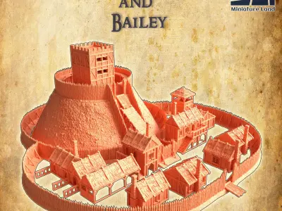 Modular Motte And Bailey Tabletop Terrain 28 MM 3D print model