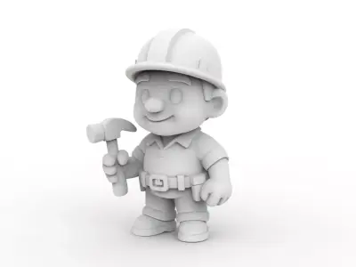 Cartoon Construction Worker 3D Printable 3D print model purchase