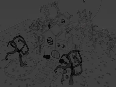 Spooky halloween castle Low-poly 3D model