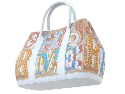 Hermes Garden Party Bag White Print Low-poly 3D model