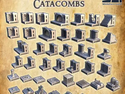 Modular Catacombs Tabletop Terrain 28 mm 3D print model